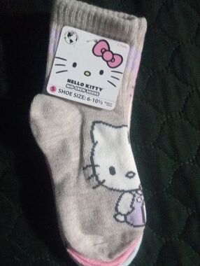 Hello Kitty Gray and Pink Crew Socks